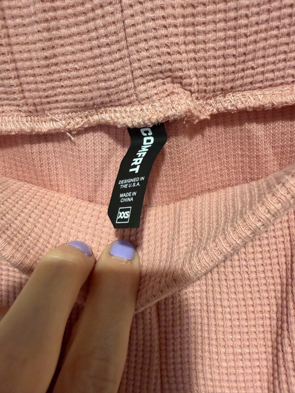 Comfortable Women's Pink Waffle Lounge Set - Picture 2 of 12